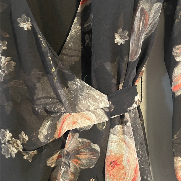ALL SAINTS Jade Eden floral wrap mini dress size XS black long sleeve - Picture 10 of 12